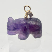 Load image into Gallery viewer, Carved Natural Amethyst Bear 14Kgf Pendant! Roar!! | 13x18x9mm (Bear), 4mm (Bail Opening), 1&quot; (Long) | Purple/Gold - PremiumBead Alternate Image 2
