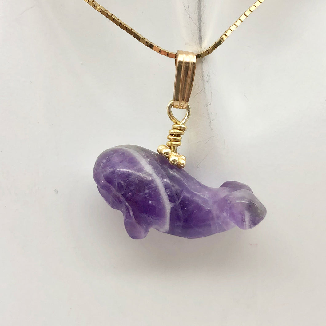 Purple Amethyst Whale and 14K Gold Filled Pendant | 7/8