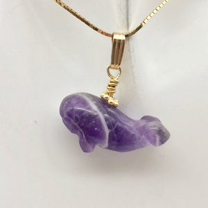 Amethyst Whale Pendant Necklace | Semi Precious Stone Jewelry | 14k Pendant - PremiumBead Primary Image 1