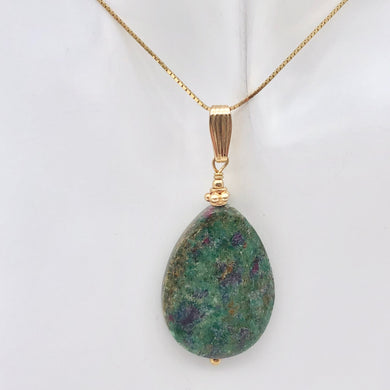 Natural Ruby Zoisite and 14K Gold Filled Pendant, 2
