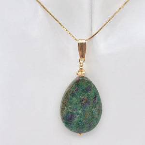Natural Ruby Zoisite and 14K Gold Filled Pendant, 2", Green/Red 507162C - PremiumBead Primary Image 1