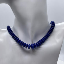 Load image into Gallery viewer, Lapis Lazuli Rondelle Graduated Necklace | 32&quot; Long | Blue Silver | 16-12mm |
