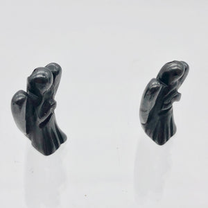 Loving Hand Carved Hematite Guardian Angel Figurine | 21x14x8mm | Silver Black - PremiumBead Alternate Image 6