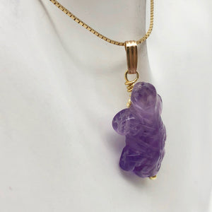 Amethyst Lizard Pendant Necklace | Semi Precious Stone Jewelry | 14k Pendant - PremiumBead Alternate Image 2