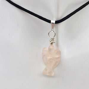 On the Wings of Angels Rose Quartz Sterling Silver 1.5" Long Pendant 509284RQS - PremiumBead Alternate Image 3