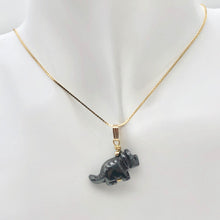 Load image into Gallery viewer, Hematite Triceratops Dinosaur with 14K Gold-Filled Pendant 509303HMG - PremiumBead Alternate Image 3
