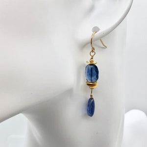 Stunning AAA Blue Kyanite 14Kgf Earrings, 1 13/16" (Long), Blue 310834 - PremiumBead Primary Image 1