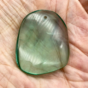 Teal/Green/Clear Fluorite Freeform Pendant Bead! | 40x30mm | Green | Oval | - PremiumBead Alternate Image 4