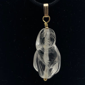 Hand Carved Quartz Female Laughing Buddha Pendant with 14k Gold Filled | 1 3/4" - PremiumBead Alternate Image 2