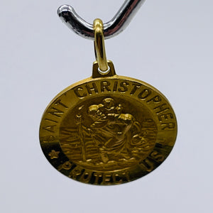 Saint Christopher 3 Gram 14K Round Medal | 1" Long | Gold | 1 Pendant |