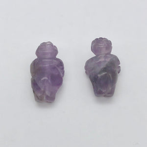 2 Hand Carved Amethyst Goddess of Willendorf Beads | 20x9x7mm | Purple - PremiumBead Alternate Image 10