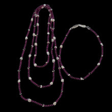 Load image into Gallery viewer, Garnet and Pearl Hand Knotted on Silk Necklace / Bracelet | 29&quot; / 7.5&quot; | 1 each|
