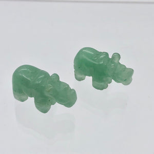 2 Aventurine Hand Carved Rhinoceros Beads, 21x13x8mm, Green | 21x13x8mm | Green - PremiumBead Alternate Image 2