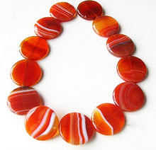Load image into Gallery viewer, Red Sardonyx Agate Coin Pendant Bead 8&quot; Strand (7 Beads) 5677HS - PremiumBead Primary Image 1
