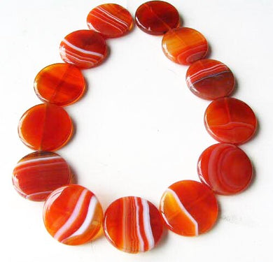 Red Sardonyx Agate Coin Pendant Bead 8