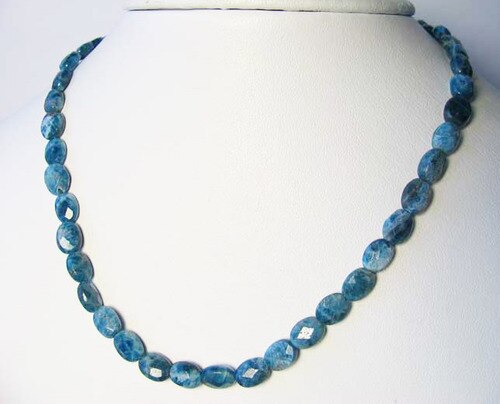 Blue Apatite 8x6mm Faceted Oval Bead Strand 110498B - PremiumBead Primary Image 1