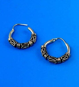 Exotic! Sterling Silver Hinged 17mm Hoop Earrings 10125 - PremiumBead Alternate Image 2