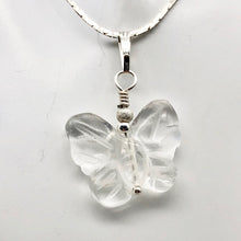 Load image into Gallery viewer, Flutter Carved Quartz Butterfly Sterling Silver Pendant | 1 1/4&quot; Long| Clear | - PremiumBead Alternate Image 7
