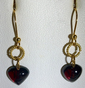 Heart-Shaped Garnet in Simple Elegant 22K Vermeil Earrings 310654 - PremiumBead Alternate Image 2