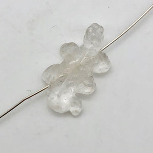 2 Carved Ice Crystal Quartz Lizard Beads | 25x14x7mm | Clear - PremiumBead Primary Image 1