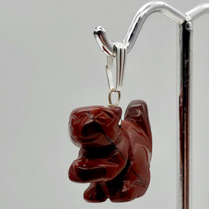 Jasper Squirrel Pendant Necklace| Semi Precious Stone Jewelry | Sterling Silver|