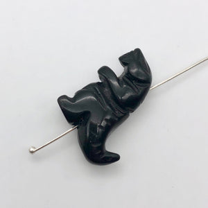 T-Rex Dinosaur Carved Obsidian Tyrannosaurus Rex Figurine | 21x18.5x7mm | Black - PremiumBead Alternate Image 6
