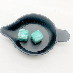 Amazonite Stone Cube | 8x8mm | Blue White | 2 Bead(s)