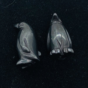 March of The Penguins Carved Hematite FIGURINE