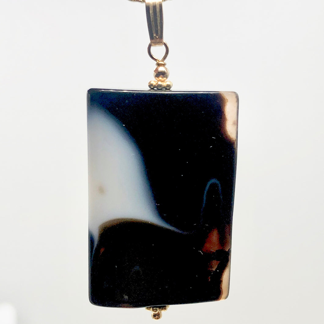 Semi Precious Stone Jewelry Sardonyx Agate Pendant Necklace 14Kgf