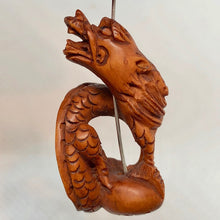 Load image into Gallery viewer, Hand Carved Fierce Dragon Boxwood Ojime/Netsuke Bead - PremiumBead Primary Image 1
