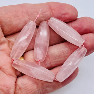 Designer Natural Rose Quartz 35x11mm Bead Strand 110450