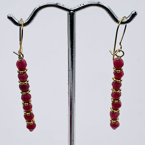Rhodonite with 14K Gold Filled Beads Drop/Dangle Earrings | 1 1/2" Long | Pink |