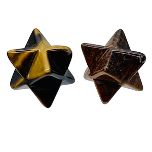 Kabbalah 2 Carved Tigereye Merkabah Star Beads 009288TE