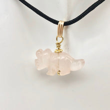 Load image into Gallery viewer, Rose Quartz Triceratops Pendant Necklace|SemiPrecious Stone Jewelry|14K Pendant | 22x12x7.5mm (Triceratops), 5.5mm (Bail Opening), 1&quot; (Long) | Pink - PremiumBead Alternate Image 3

