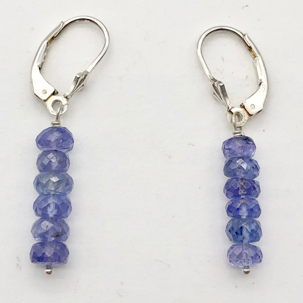Tanzanite Faceted Roundel Bead Sterling Silver Earrings| 1.5