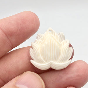 Water Buffalo Bone Lotus Flower Pendant Bead | 25.5x26x4.5mm | White | 10843 | 25.5x26x4.5mm | Cream - PremiumBead Alternate Image 8