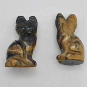 Adorable! 2 Tiger's Eye Sitting Carved Cat Beads | 21x12x10mm | Golden Brown - PremiumBead Alternate Image 8