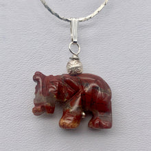 Load image into Gallery viewer, Wild Brecciated Jasper Elephant Sterling Silver Pendant | 21x16x8mm | Red | - PremiumBead Alternate Image 3
