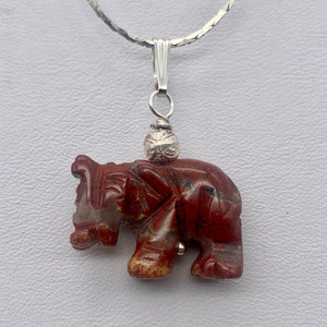 Wild Brecciated Jasper Elephant Sterling Silver Pendant | 21x16x8mm | Red | - PremiumBead Alternate Image 3
