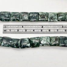 Load image into Gallery viewer, Siberia Russian Seraphinite 12x12x4mm Square Bead Half Strand | 16 Beads |
