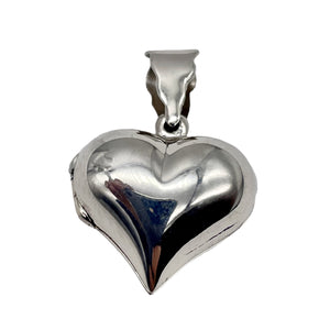 Sterling Silver Puffy Heart Photo Pendant | 1" Long | Silver | 1 Pendant |