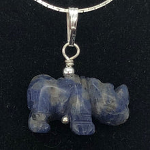 Load image into Gallery viewer, Sodalite Rhinoceros Pendant Necklace|Semi Precious Stone Jewelry|Silver Pendant - PremiumBead Alternate Image 3
