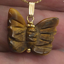 Load image into Gallery viewer, Tiger Eye Butterfly Pendant Necklace|Semi Precious Stone Jewelry |14k gf Pendant - PremiumBead Alternate Image 3
