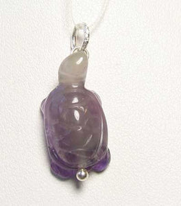 Amethyst Turtle Pendant Necklace | Semi Precious Stone Jewelry | Silver Pendant - PremiumBead Alternate Image 8