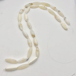 4 (Four) Pristine White Dendritic 28x10x10mm Opal Triangle cut Beads - PremiumBead Alternate Image 5