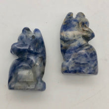 Load image into Gallery viewer, Howling New Moon Sodalite Wolf / Coyote Figurine | 21x11x8mm | Blue white - PremiumBead Alternate Image 3
