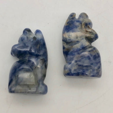 Howling New Moon 2 Carved Sodalite Wolf / Coyote Beads | 21x11x8mm | Blue white - PremiumBead Primary Image 1
