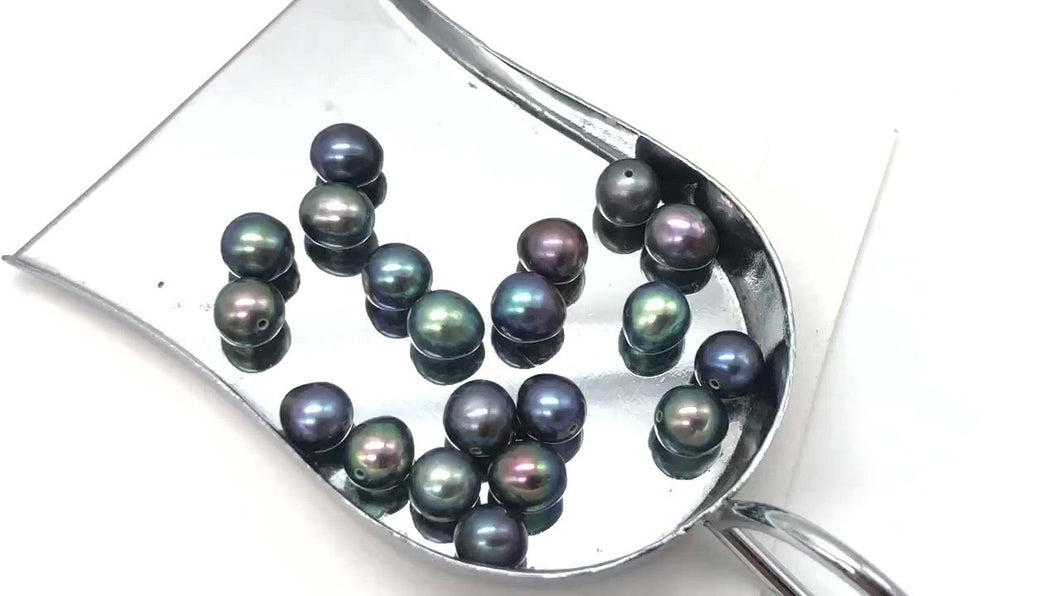 Perfect Peacock Oval FW Pearls | 6.5x5.5-6x5mm | Peacock | Oval | 20 pearls |