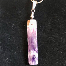 Load image into Gallery viewer, Chevron Amethyst Sterling Silver Rectangle | 3&quot; Long | Purple/White | 1 Pendant|
