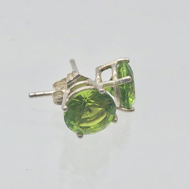 August 7mm Lab Peridot & Sterling Silver Stud Earrings 9780A - PremiumBead Primary Image 1